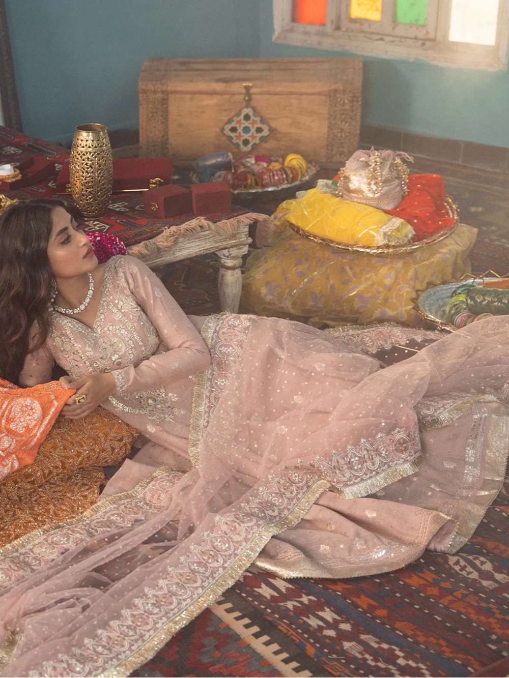 Faiza Saqlain Delisha Blush Pink Embroidered Dress 3 pcs - Picture 2 of 6